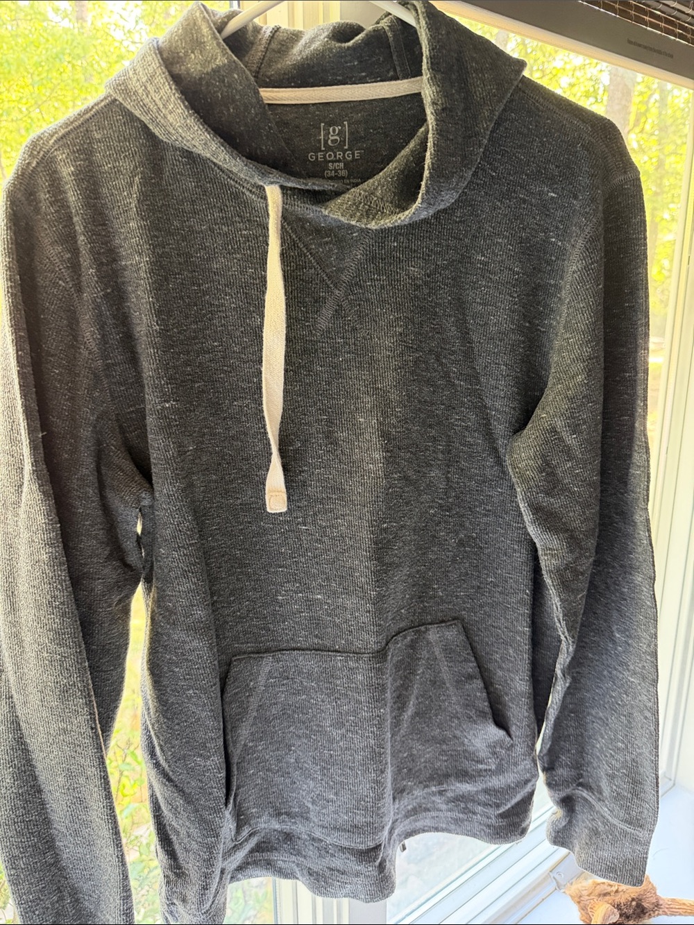 George Men's Charcoal Crewneck Hoodie with Drawstring